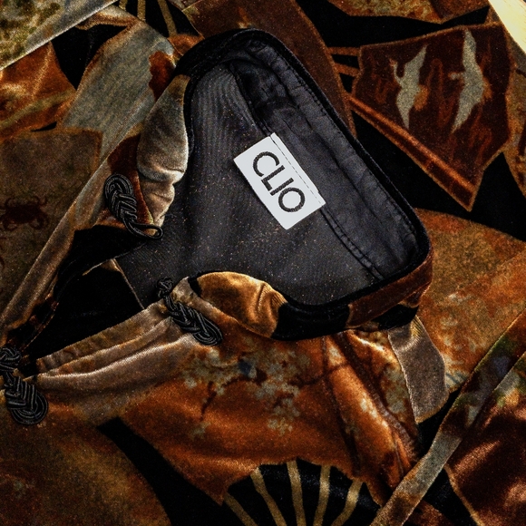 Vintage 90s Black & Gold Velvet Cardigan - Picture 6 of 6